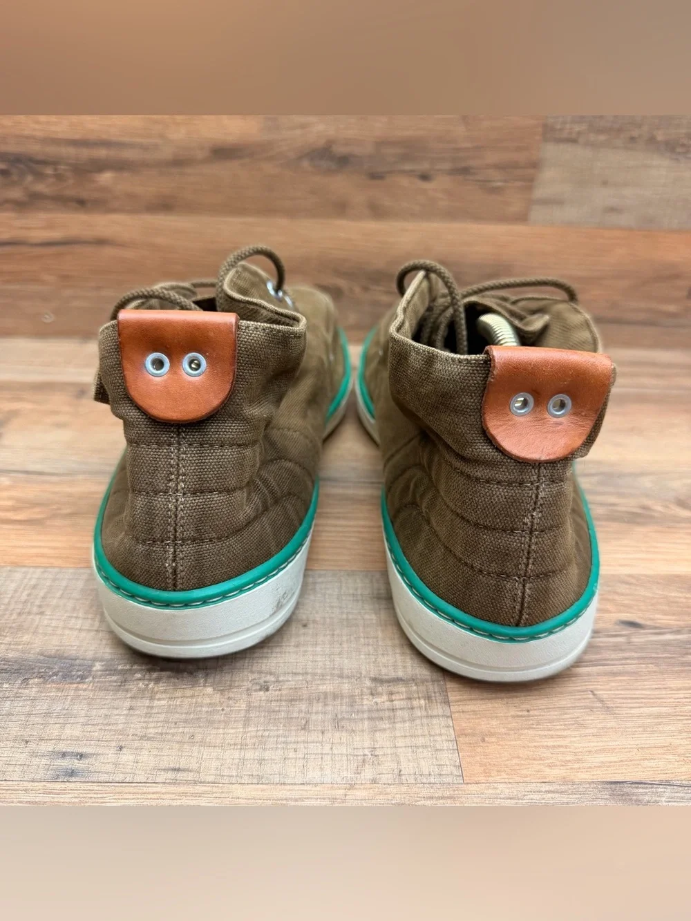 Timberland Earthkeepers Men's size 11M Canvas Chukka in Brown with Teal Trim